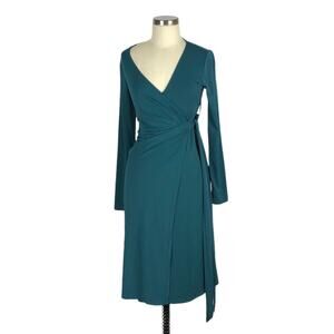 ROSIE POPE Dress Emerald Green Jersey Maternity Wrap Dress Size Small Stretch